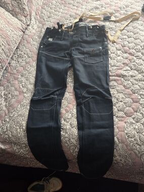 G-Star Women's Dark Blue Straight Jeans with Contrast Stitching